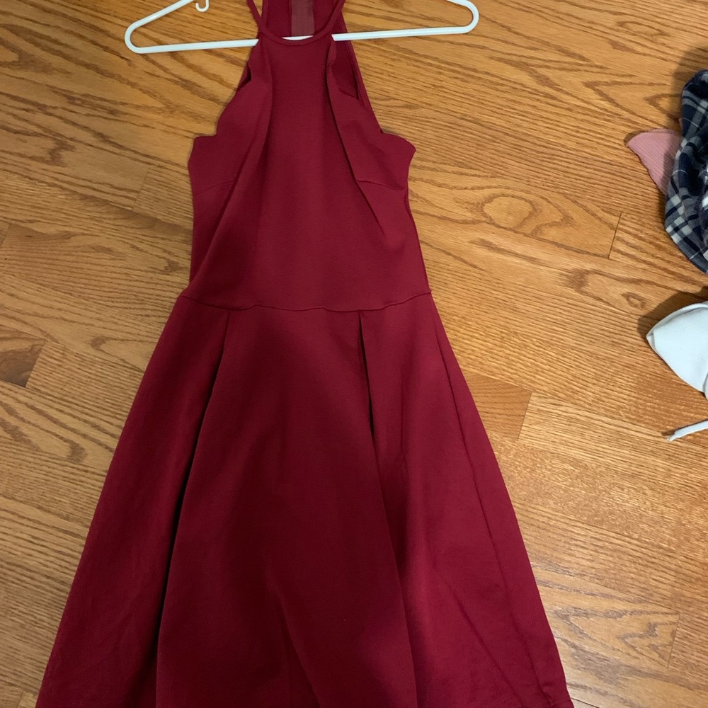 red skater dress